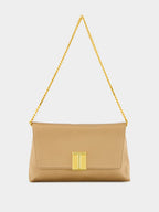 Flesh Satin Mini Bag with Chain Strap