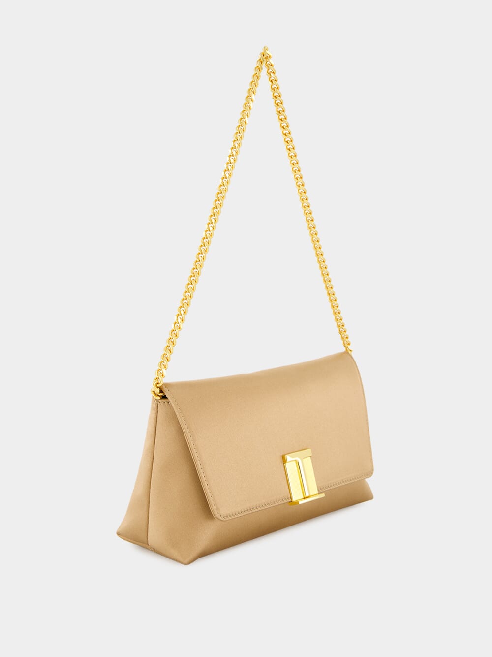 Flesh Satin Mini Bag with Chain Strap