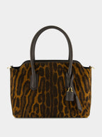 Whisky Brown Ocelot-Print Suede Bag
