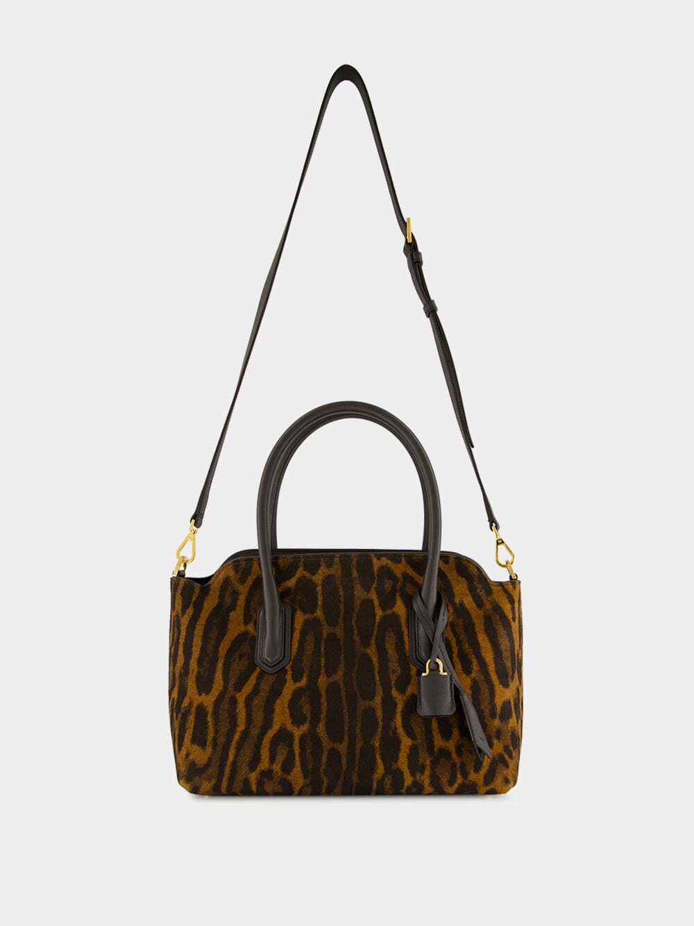 Whisky Brown Ocelot-Print Suede Bag