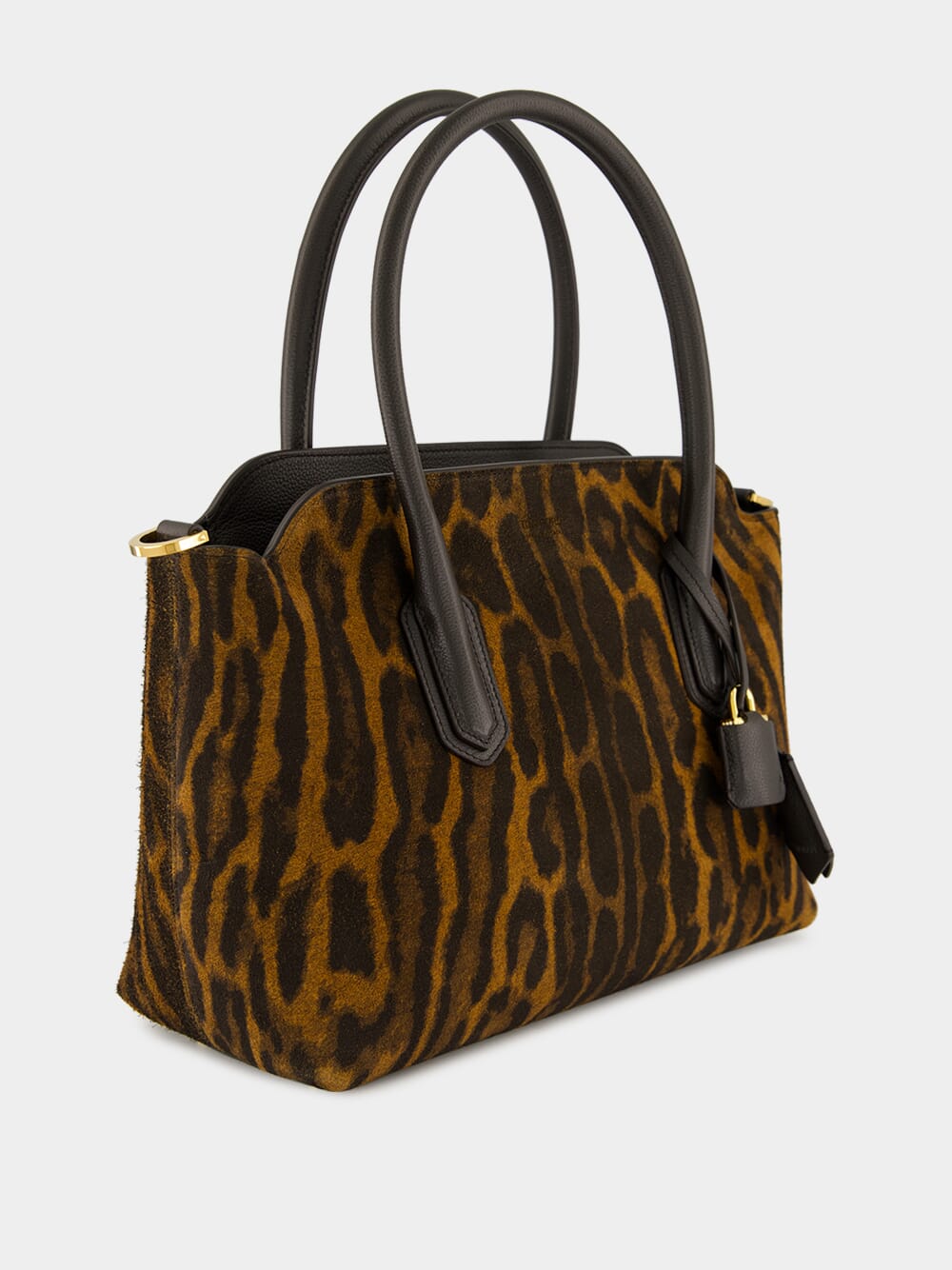 Whisky Brown Ocelot-Print Suede Bag