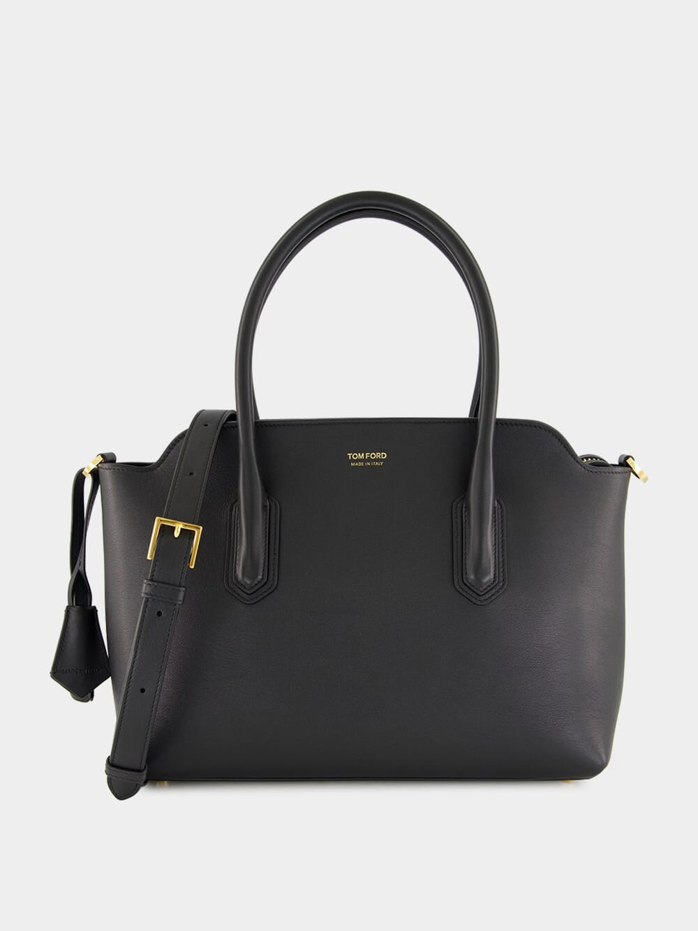 Black Medium Grain Leather Handbag