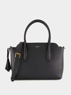Black Medium Grain Leather Handbag