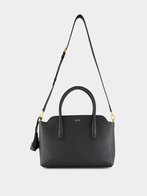 Black Medium Grain Leather Handbag