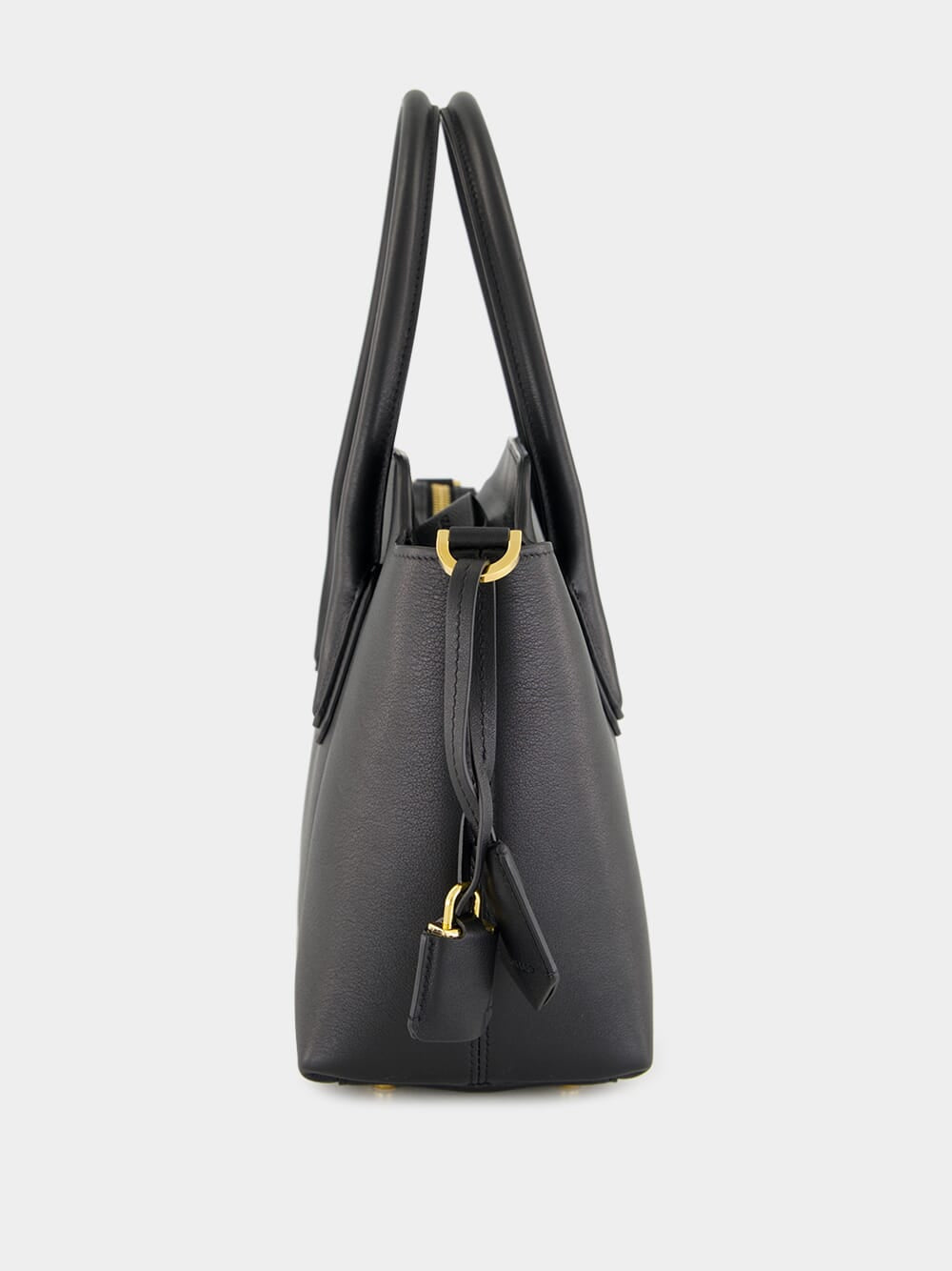 Black Medium Grain Leather Handbag