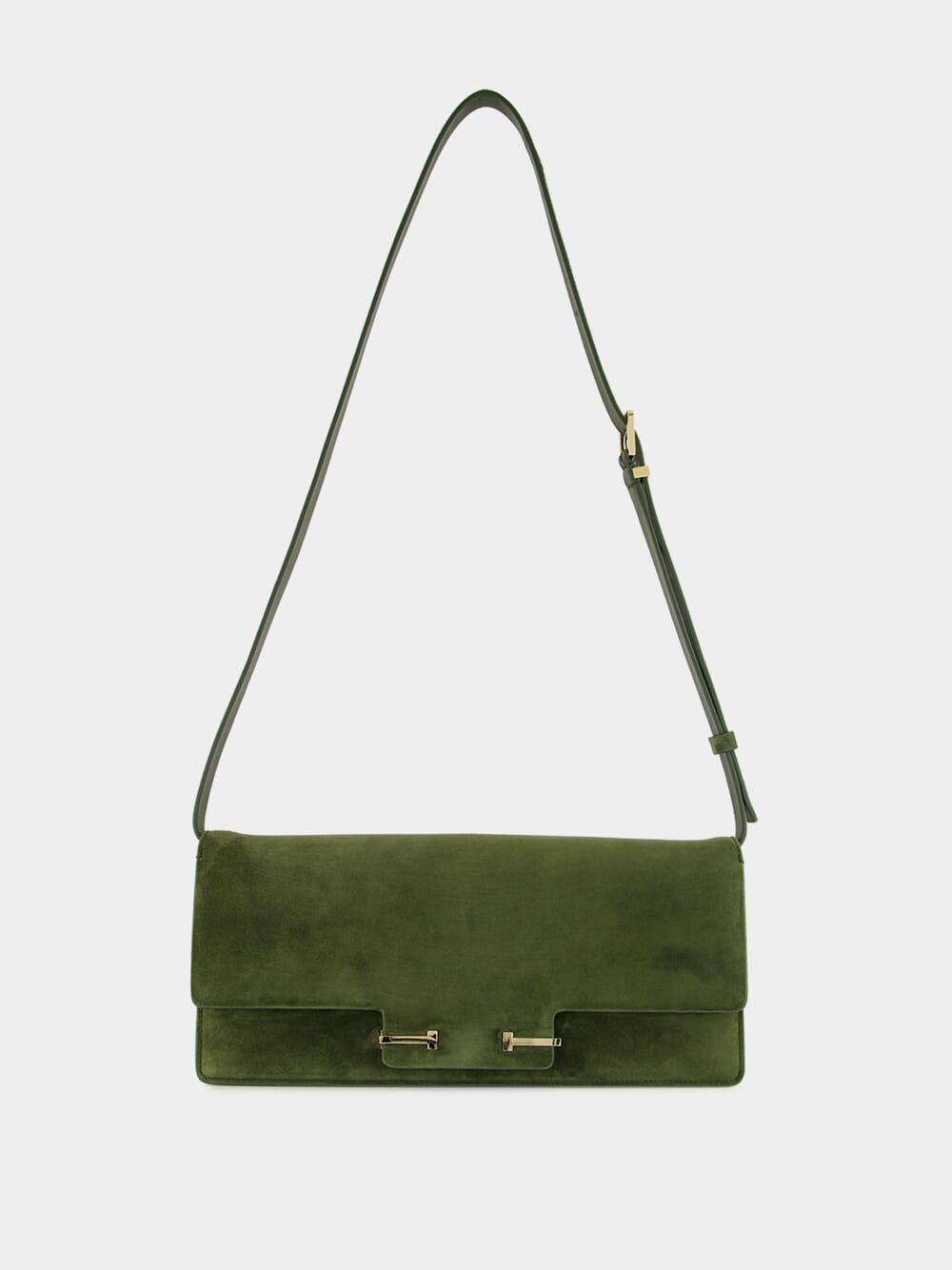 Moss Green Cashmere Suede Shoulder Bag
