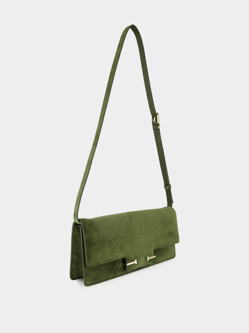 Moss Green Cashmere Suede Shoulder Bag