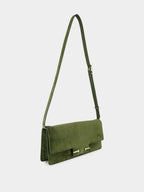 Moss Green Cashmere Suede Shoulder Bag