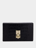 Black Crocodile Clutch in Leather