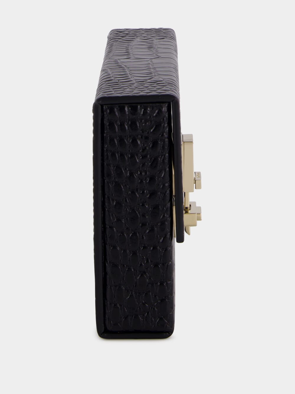 Black Crocodile Clutch in Leather