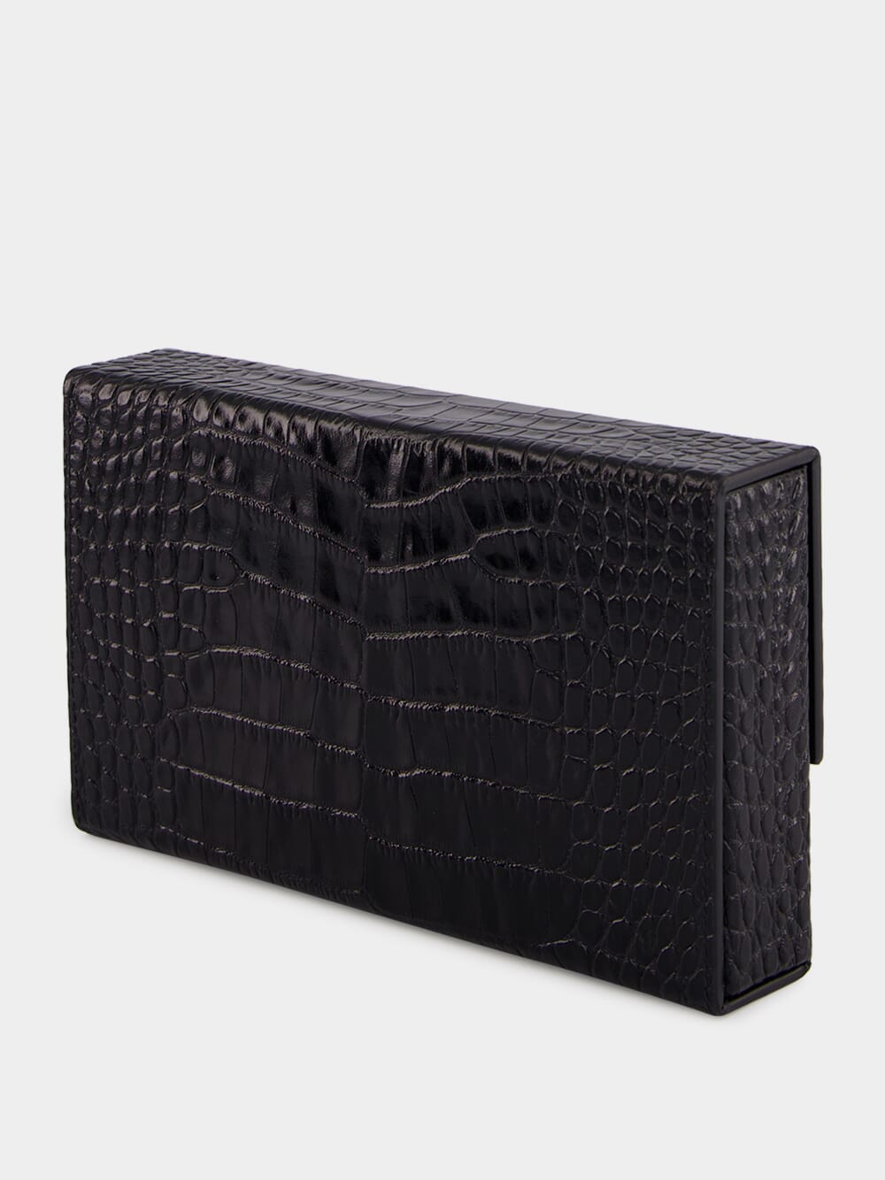 Black Crocodile Clutch in Leather