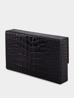 Black Crocodile Clutch in Leather
