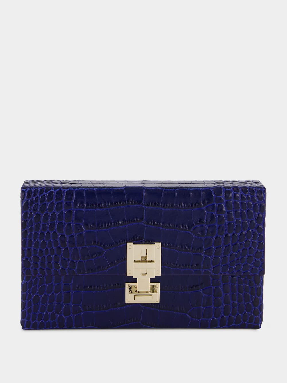Sea Blue Crocodile Clutch in Leather