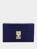 Sea Blue Crocodile Clutch in Leather