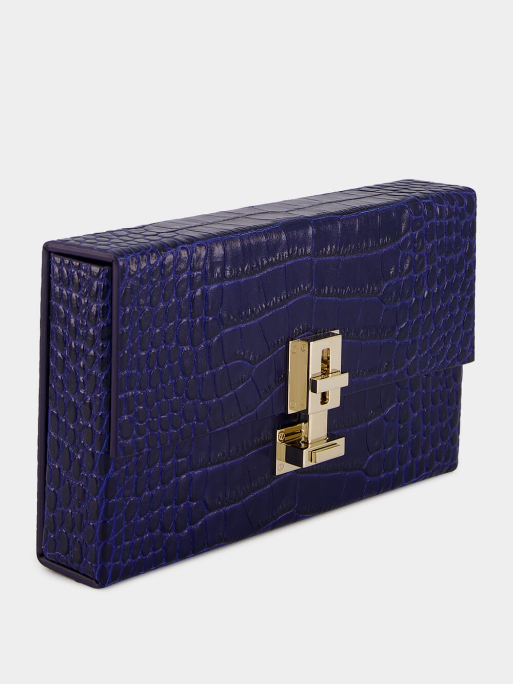 Sea Blue Crocodile Clutch in Leather