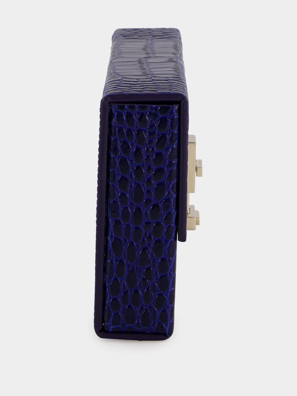 Sea Blue Crocodile Clutch in Leather