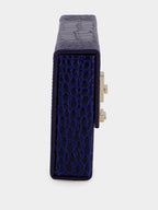 Sea Blue Crocodile Clutch in Leather