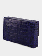 Sea Blue Crocodile Clutch in Leather