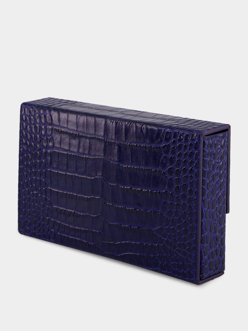 Sea Blue Crocodile Clutch in Leather