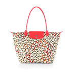 Longchamp Leopard Flourish Scott Coral Panther Pink Large Bag Handbag Purse NEW