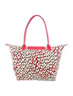 Longchamp Leopard Flourish Scott Coral Panther Pink Large Bag Handbag Purse NEW