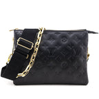 Louis Vuitton Black Monogram Embossed Lambskin Coussin PM