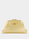 Mavie Gold Leather Clutch with Closure
