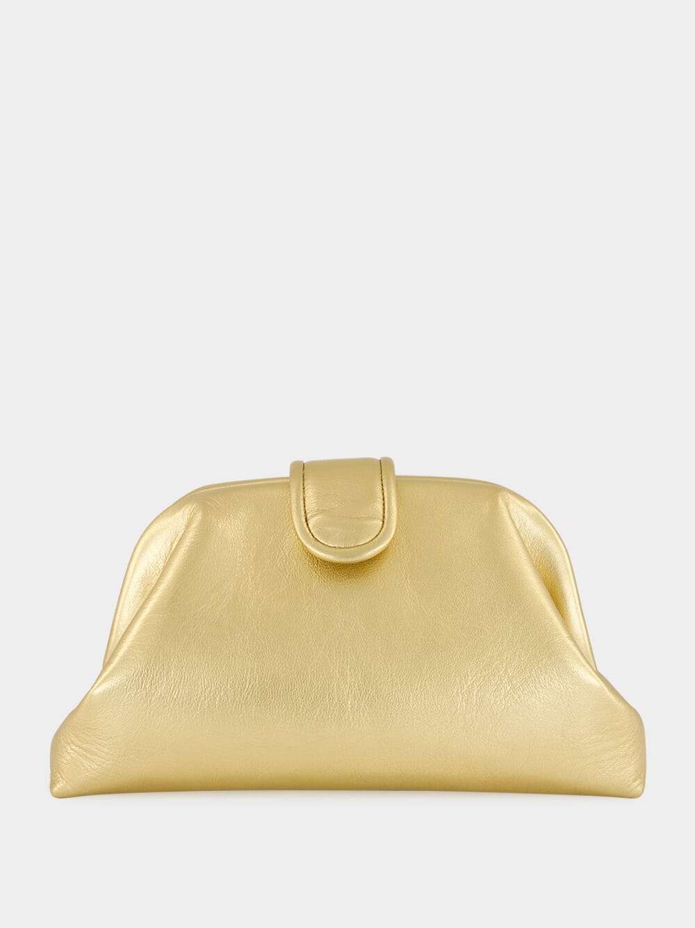 Mavie Gold Leather Clutch with Closure