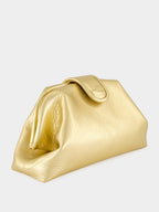 Mavie Gold Leather Clutch with Closure