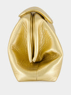 Mavie Gold Leather Clutch with Closure