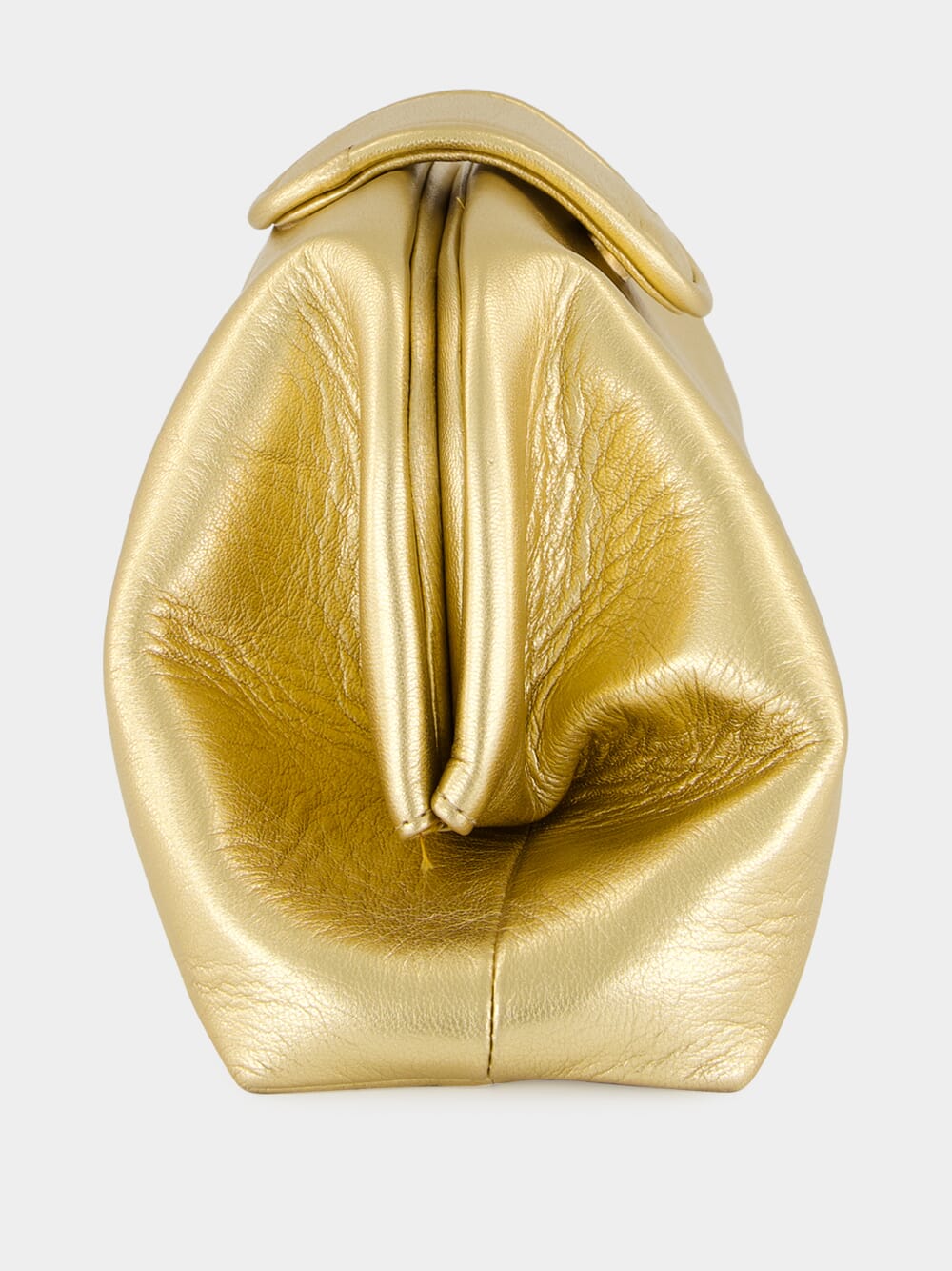 Mavie Gold Leather Clutch with Closure