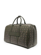 MCM Traveler Monogram Logo Printed Duffle Bag Green Zip Large Travel Handbag NEW