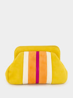 Medine Golden Yellow Leather and Suede Clutch