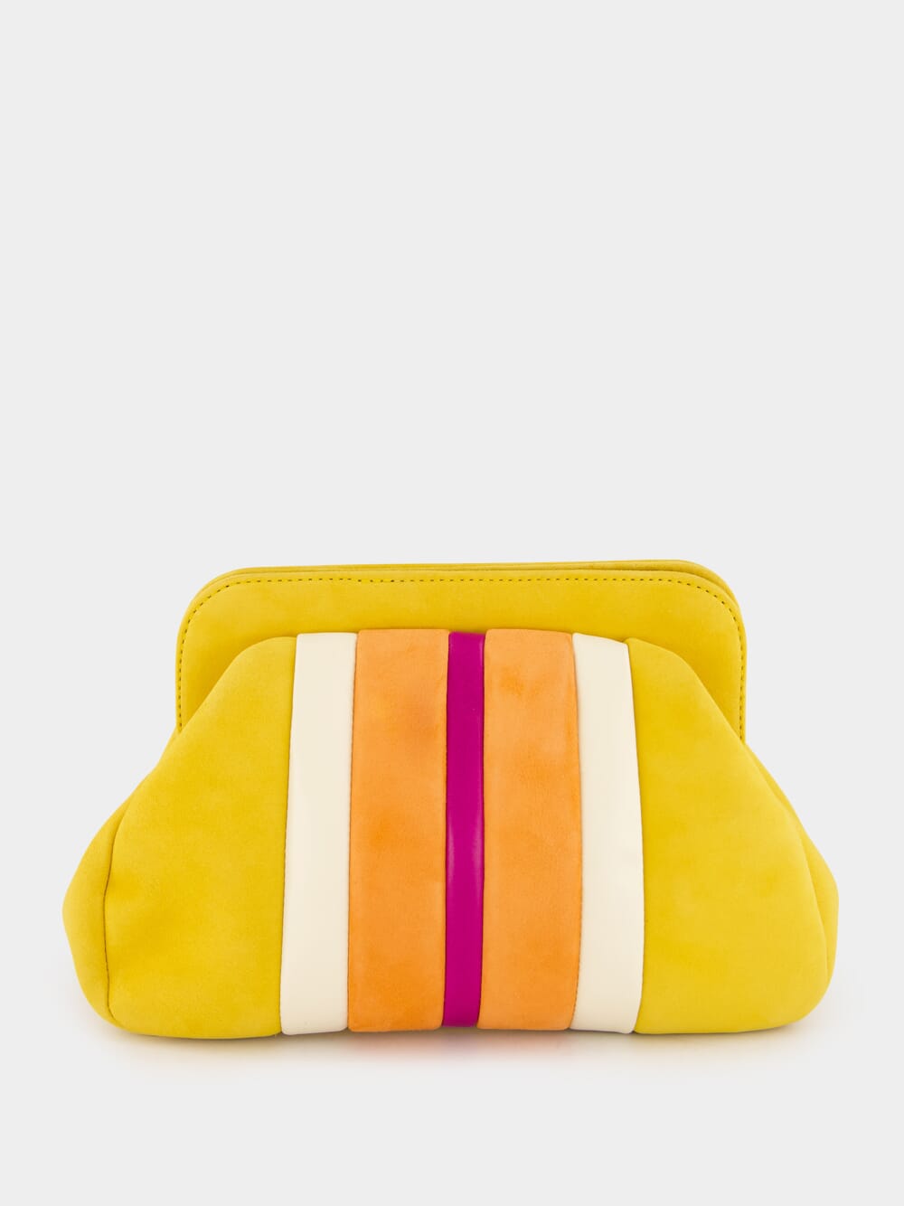 Medine Golden Yellow Leather and Suede Clutch