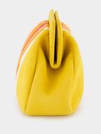 Medine Golden Yellow Leather and Suede Clutch