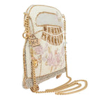 Mary Frances Just Married Beaded Car Zip Handbag Wedding Bag Ivory Gold Purse NEW