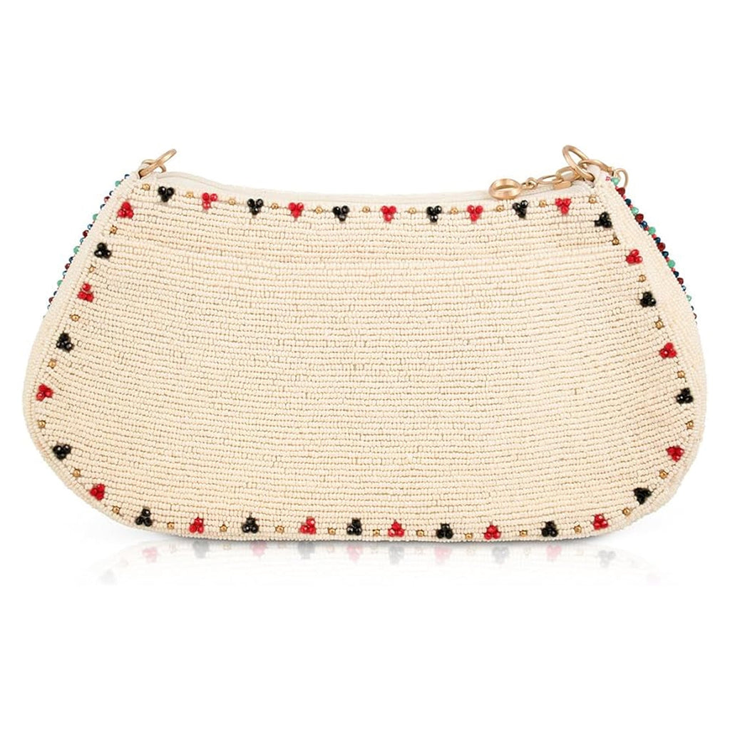 Mary Frances Shuffle Cards Crossbody Handbag Beaded Zip Bag Red Beige Purse NEW