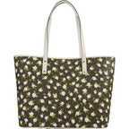 Michael Kors Carter Large Open Tote Bag Floral Magnetic Handbag Cream Brown NEW
