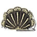 Mary Frances Ocean of Pearls Shell Crossbody Handbag Black Silver Bag Purse NEW