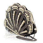 Mary Frances Ocean of Pearls Shell Crossbody Handbag Black Silver Bag Purse NEW