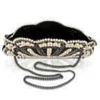 Mary Frances Ocean of Pearls Shell Crossbody Handbag Black Silver Bag Purse NEW