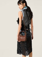 Oak Brown Wander Woven Leather Bag