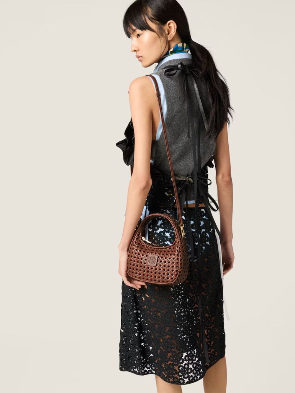 Oak Brown Wander Woven Leather Bag