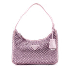 Prada Alabaster Pink Satin Crystal Mini Re-Edition 2000