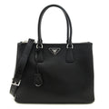 Prada Black City Calf Medium Galleria Double Zip Tote