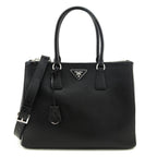 Prada Black City Calf Medium Galleria Double Zip Tote