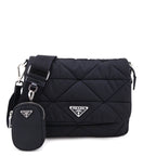 Prada Black Re-Nylon Quilted Padded Flap Shoulder Bag