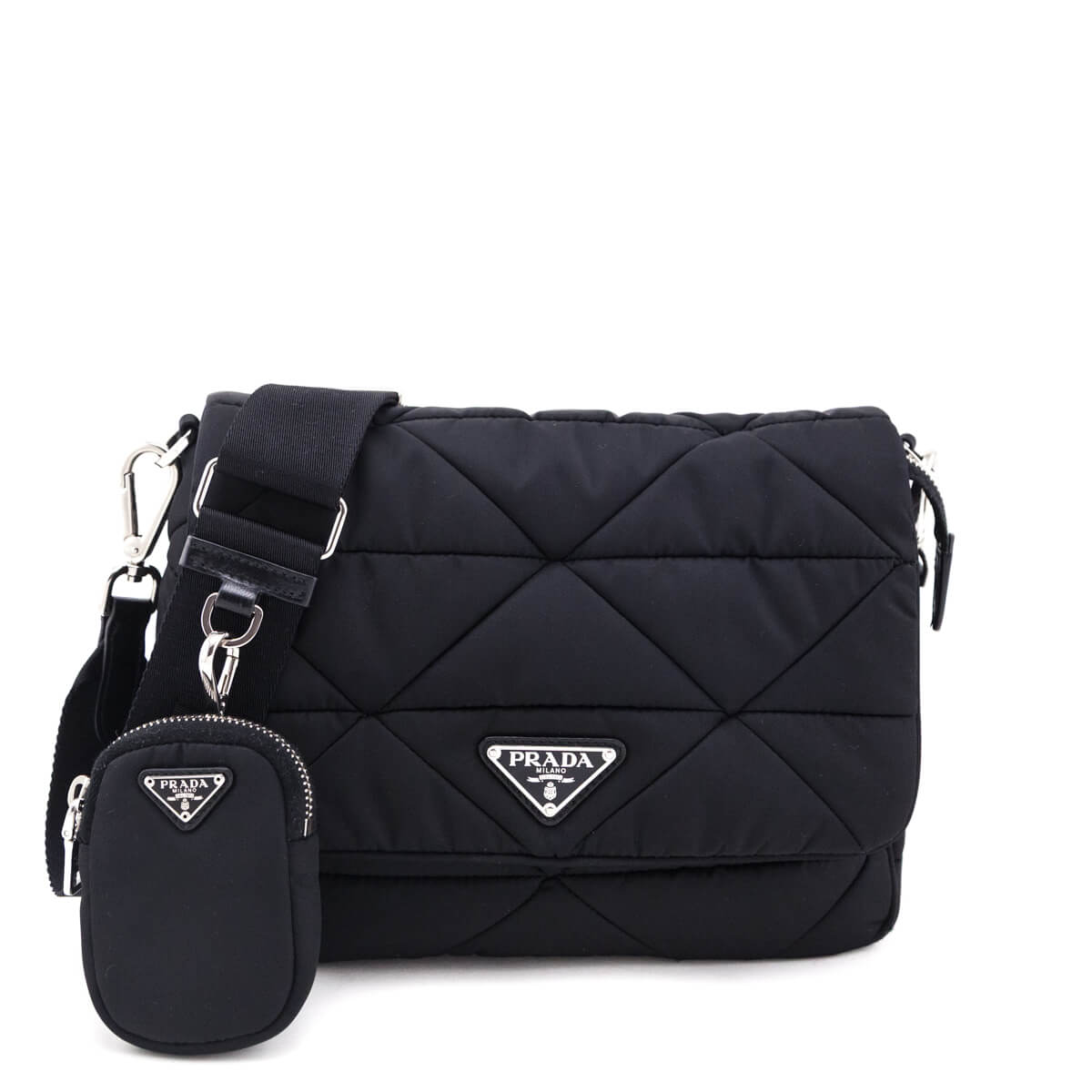 Prada Black Re-Nylon Quilted Padded Flap Shoulder Bag