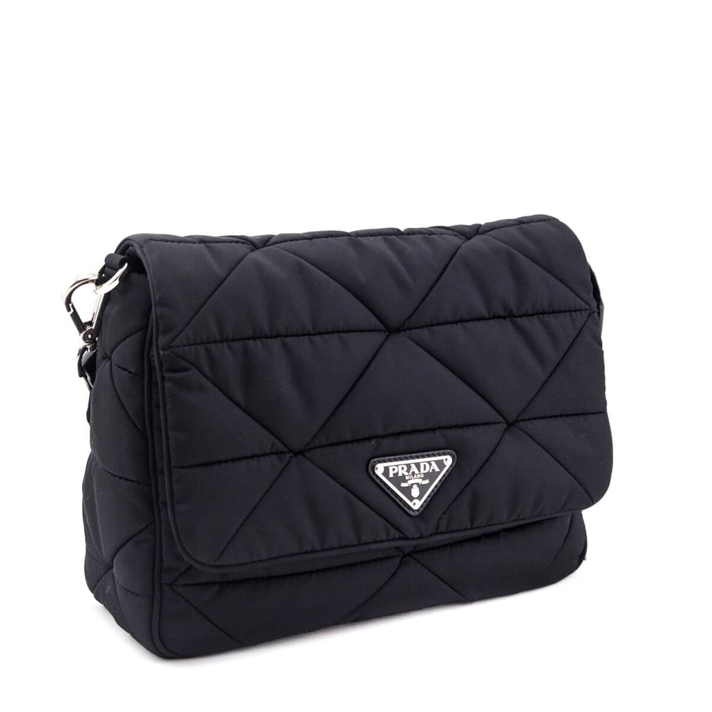Prada Black Re-Nylon Quilted Padded Flap Shoulder Bag