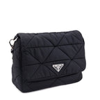Prada Black Re-Nylon Quilted Padded Flap Shoulder Bag
